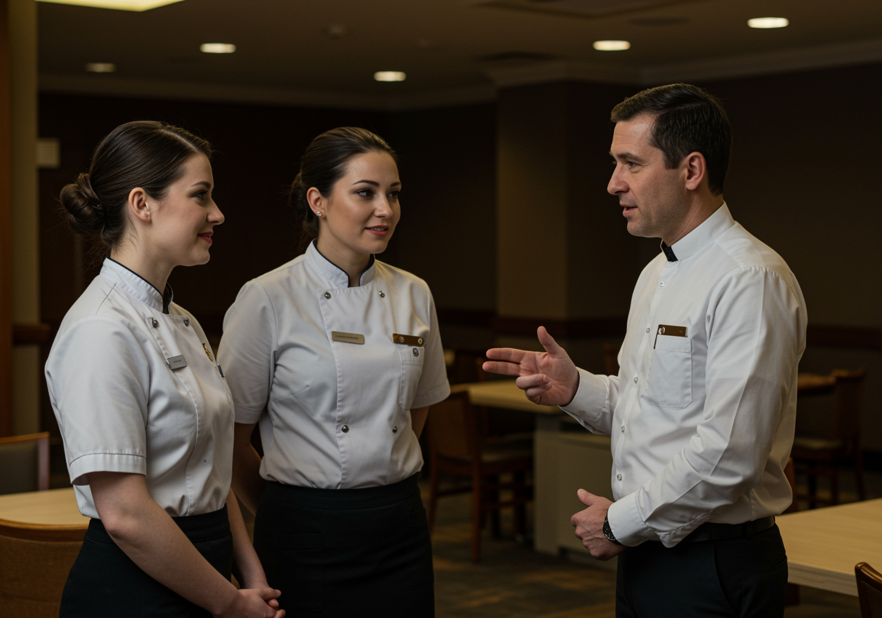 Briefing de equipa em hotel