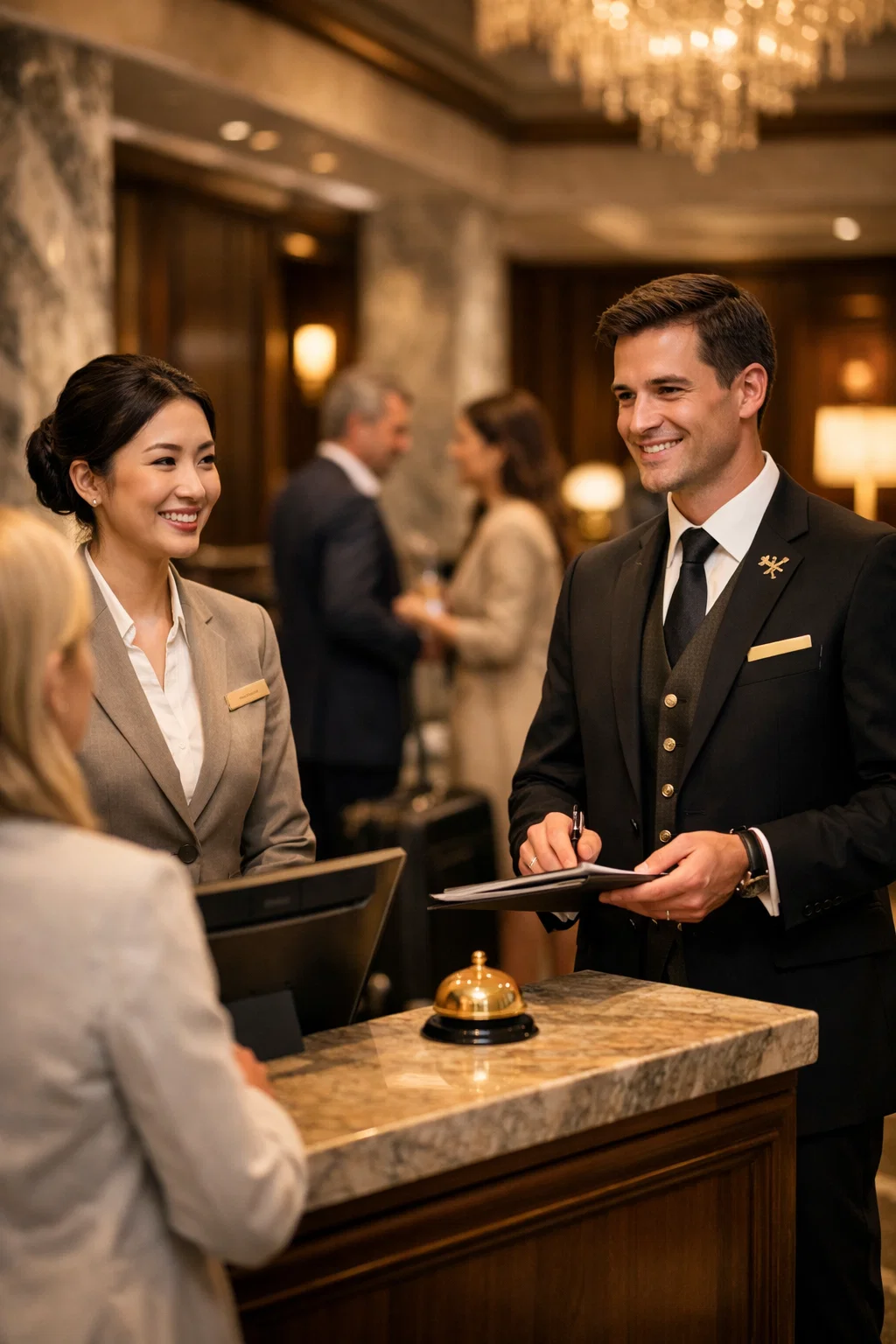 Hotel premium e equipa em contexto de serviço